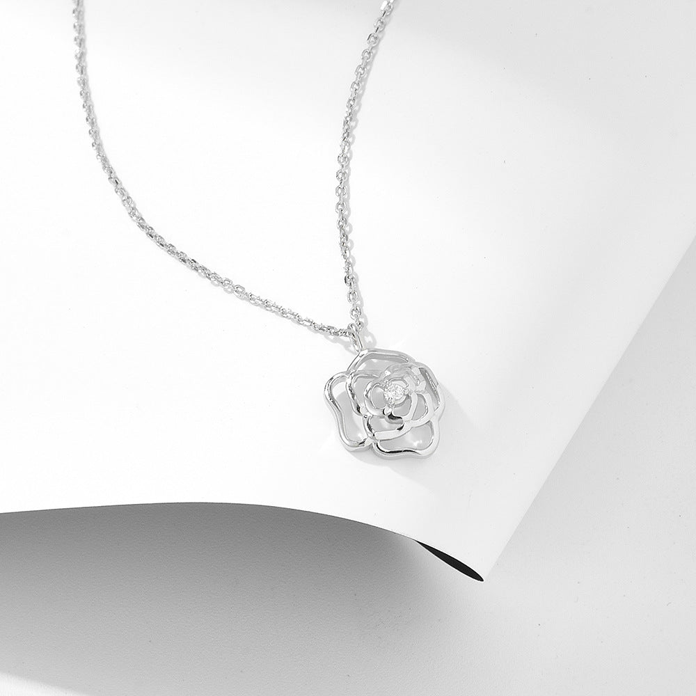 Rose Pendant Necklace | Sterling Silver Rose Necklace | MimiShopio LLC