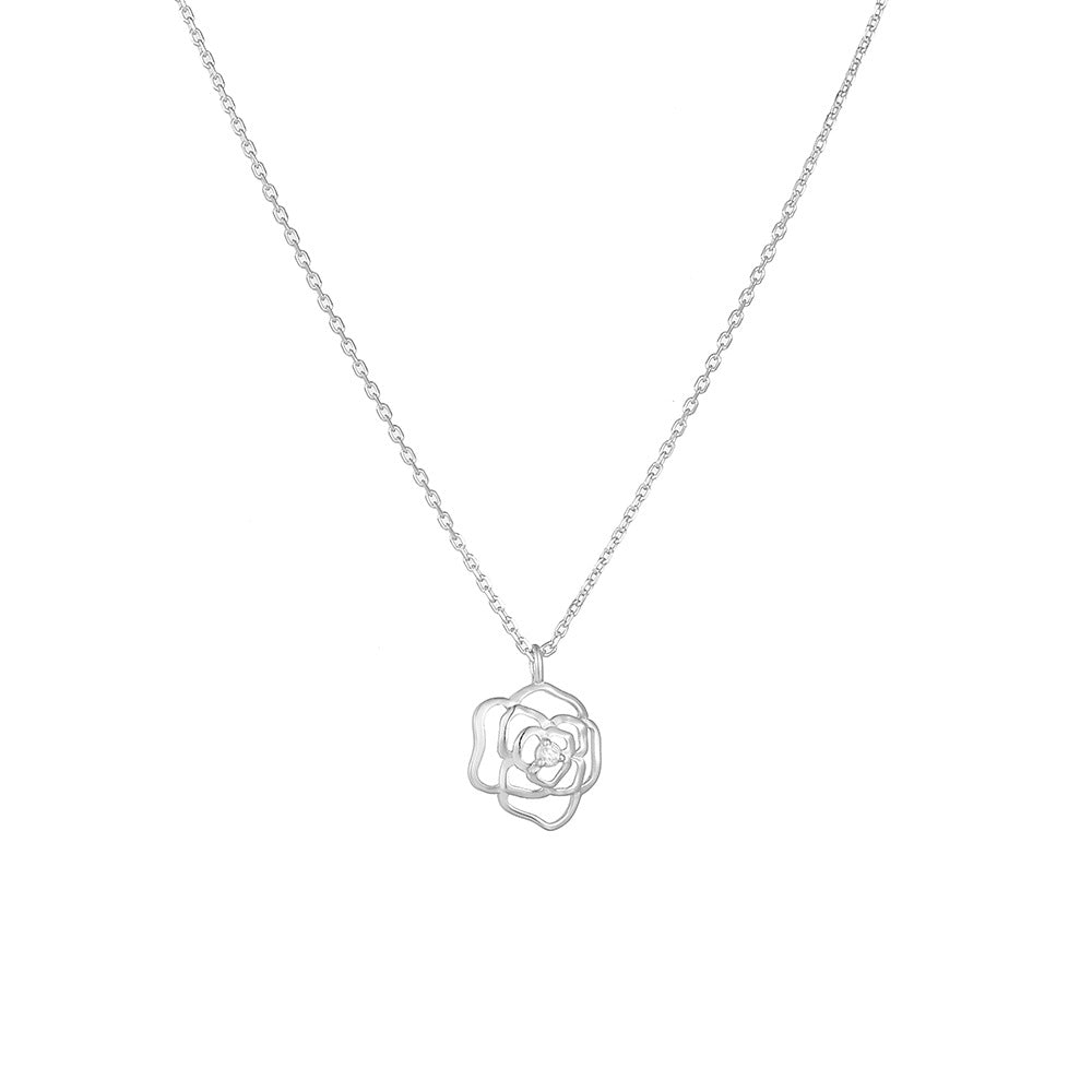 Rose Pendant Necklace | Sterling Silver Rose Necklace | MimiShopio LLC